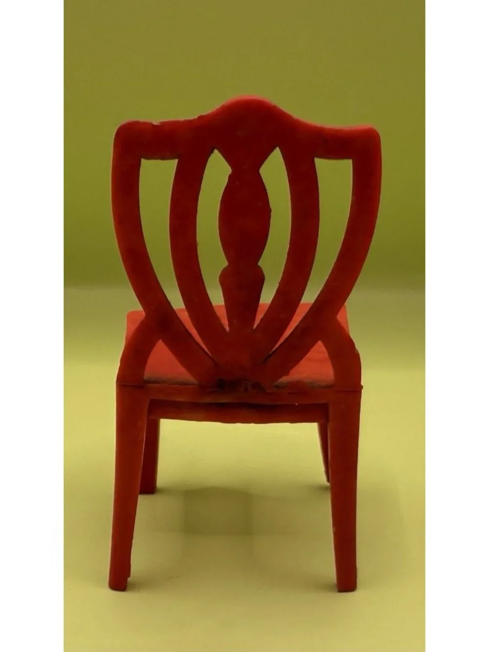 Vintage Dollhouse Miniature Chair Wood Shield Style 1:16 Scale Red  Jaydon